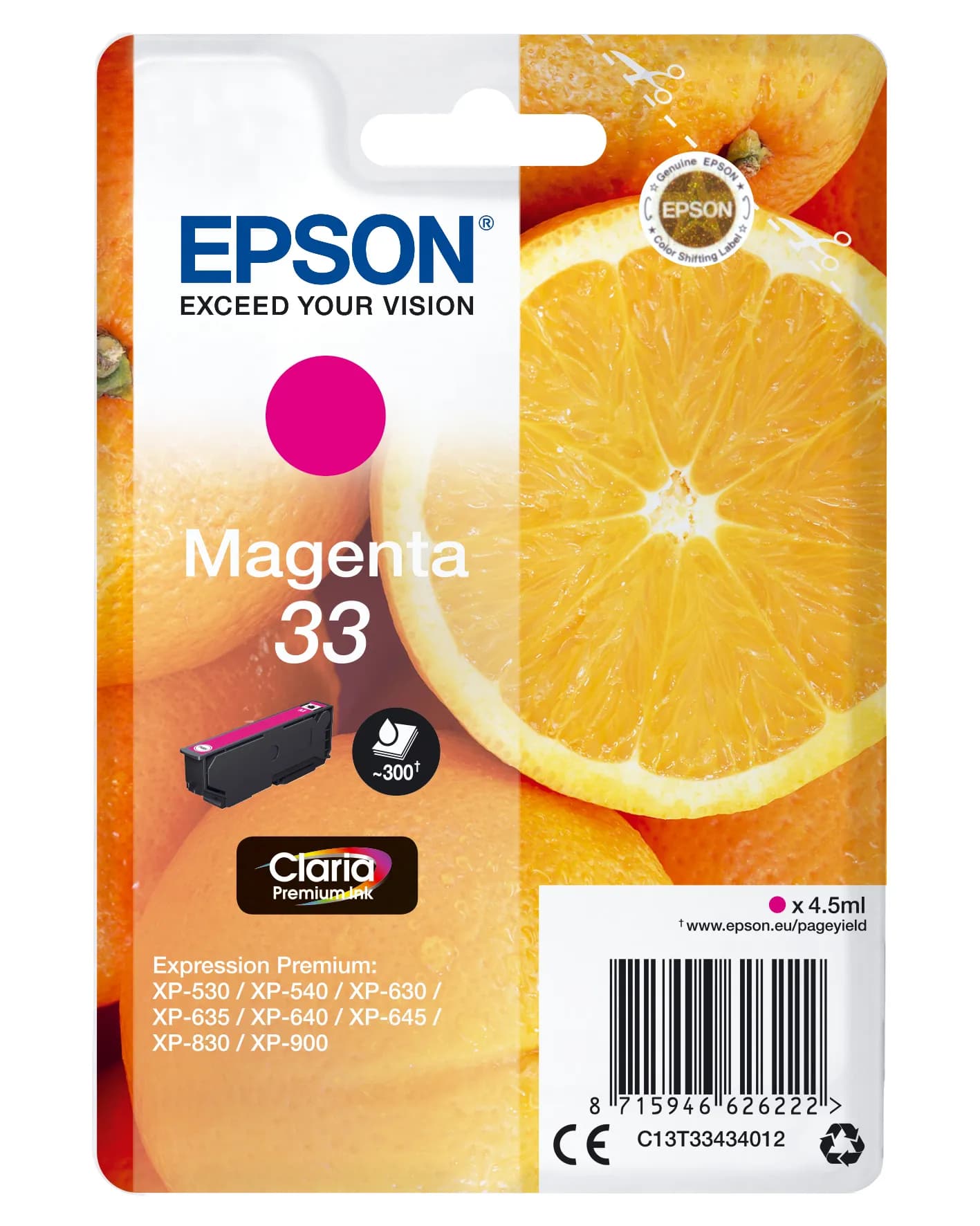 Epson 33 -mustekasetti, 4.5 ml, magenta