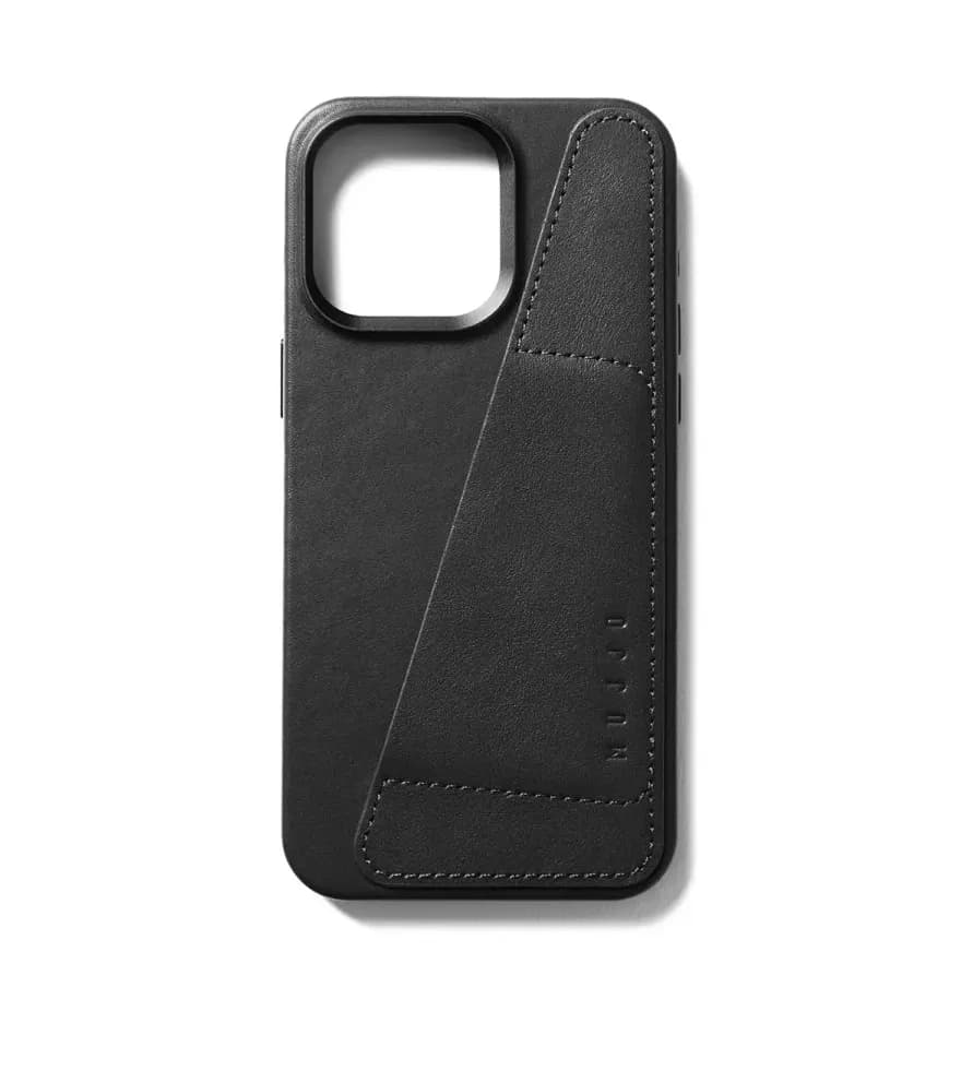 Mujjo Full Leather Wallet, iPhone 15 Pro Max -lompakkokotelo, Musta