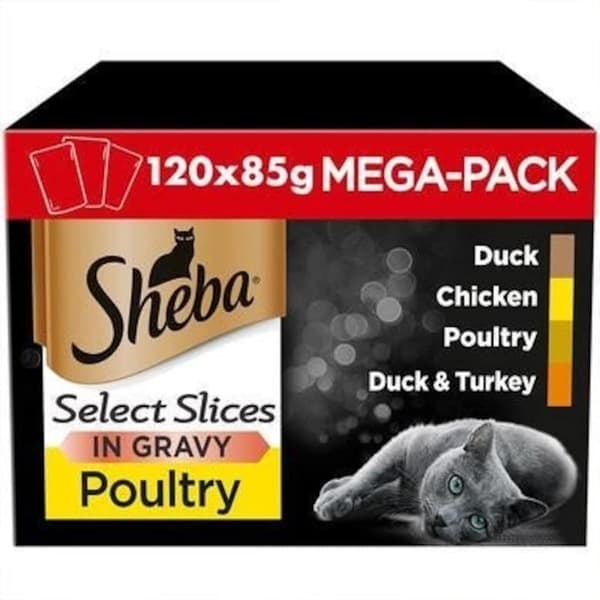 Sheba Select Slices Poultry Collection in Gravy, Kissan märkäruoka, Adult, 120 x 85 g