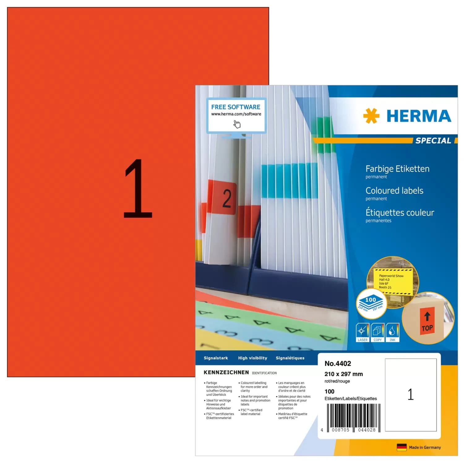 Herma label Special 210x297 red (100)