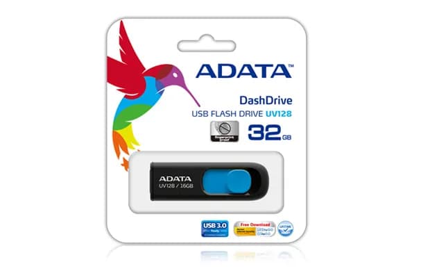 A-DATA UV128 USB 3.2 Gen 1 128 Gt -muistitikku, musta/sininen