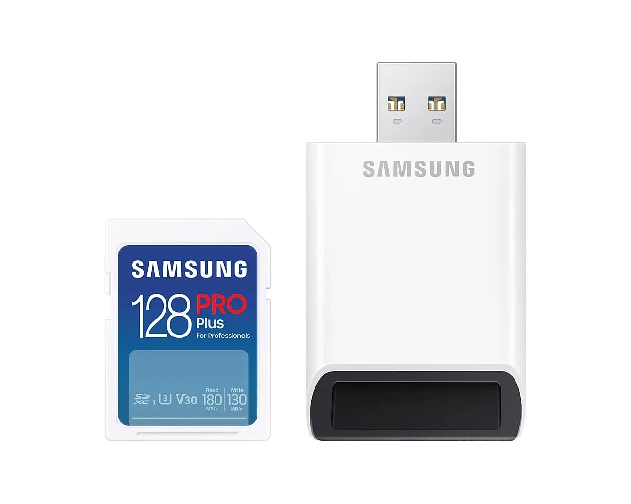Samsung PRO Plus 128 Gt SDXC UHS-I U3 V30 -muistikortti, valkoinen