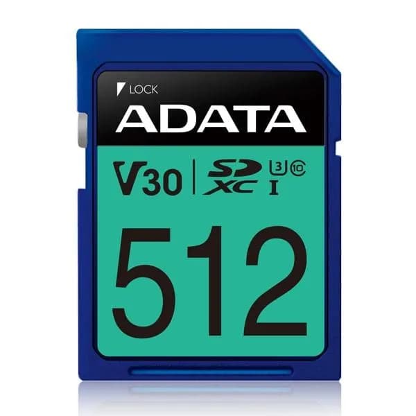A-DATA Premier Pro 512 Gt SDXC UHS-I U3 V30 -muistikortti, sininen