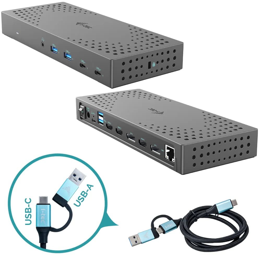 I-Tec SB 3.0 / USB-C / Thunderbolt, 3x 4K Gen 2 + Power Delivery 100W -telakointiasema