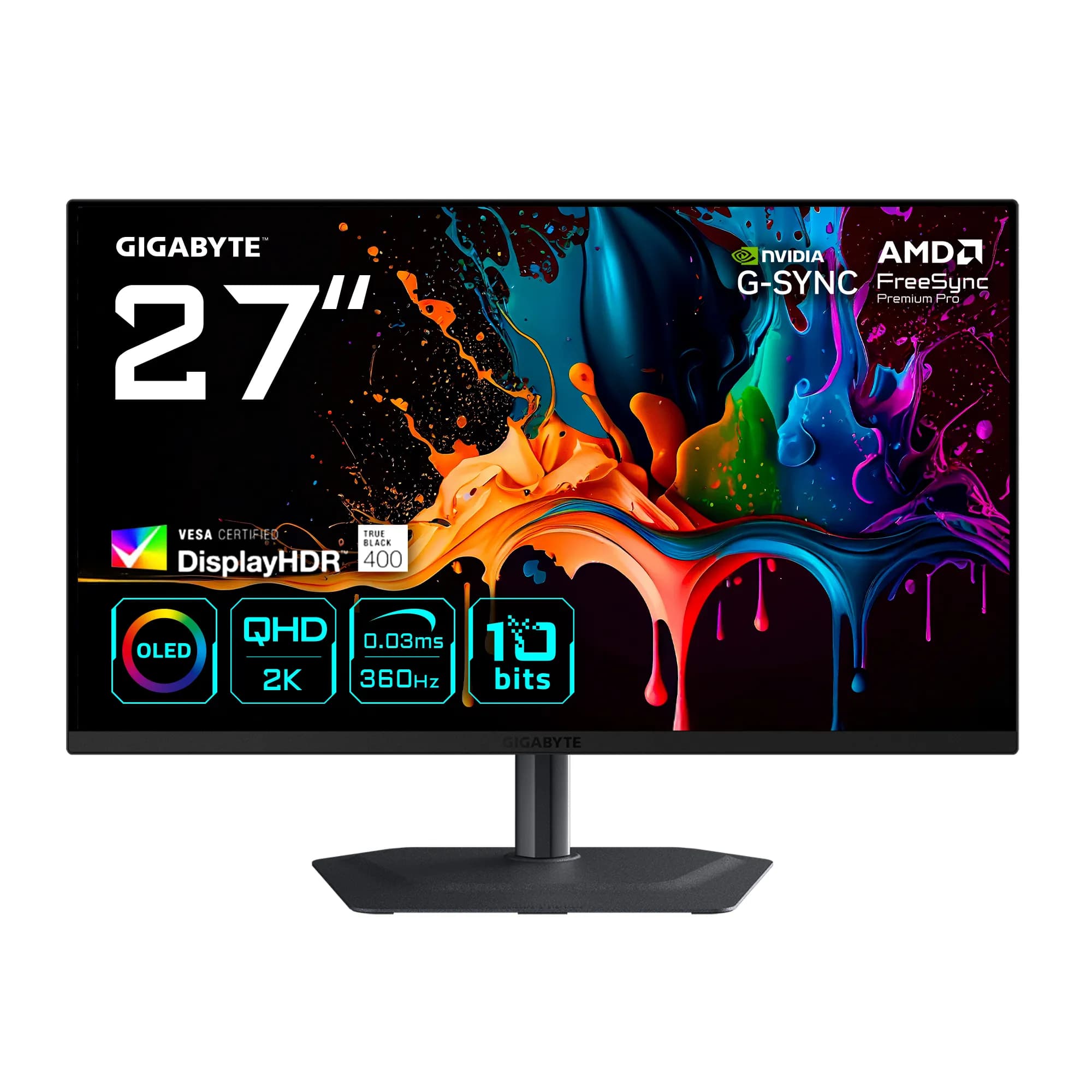 GIGABYTE MO27Q3 27"" QHD, QD-OLED, HDR, 360Hz, USB-C hub -pelinäyttö