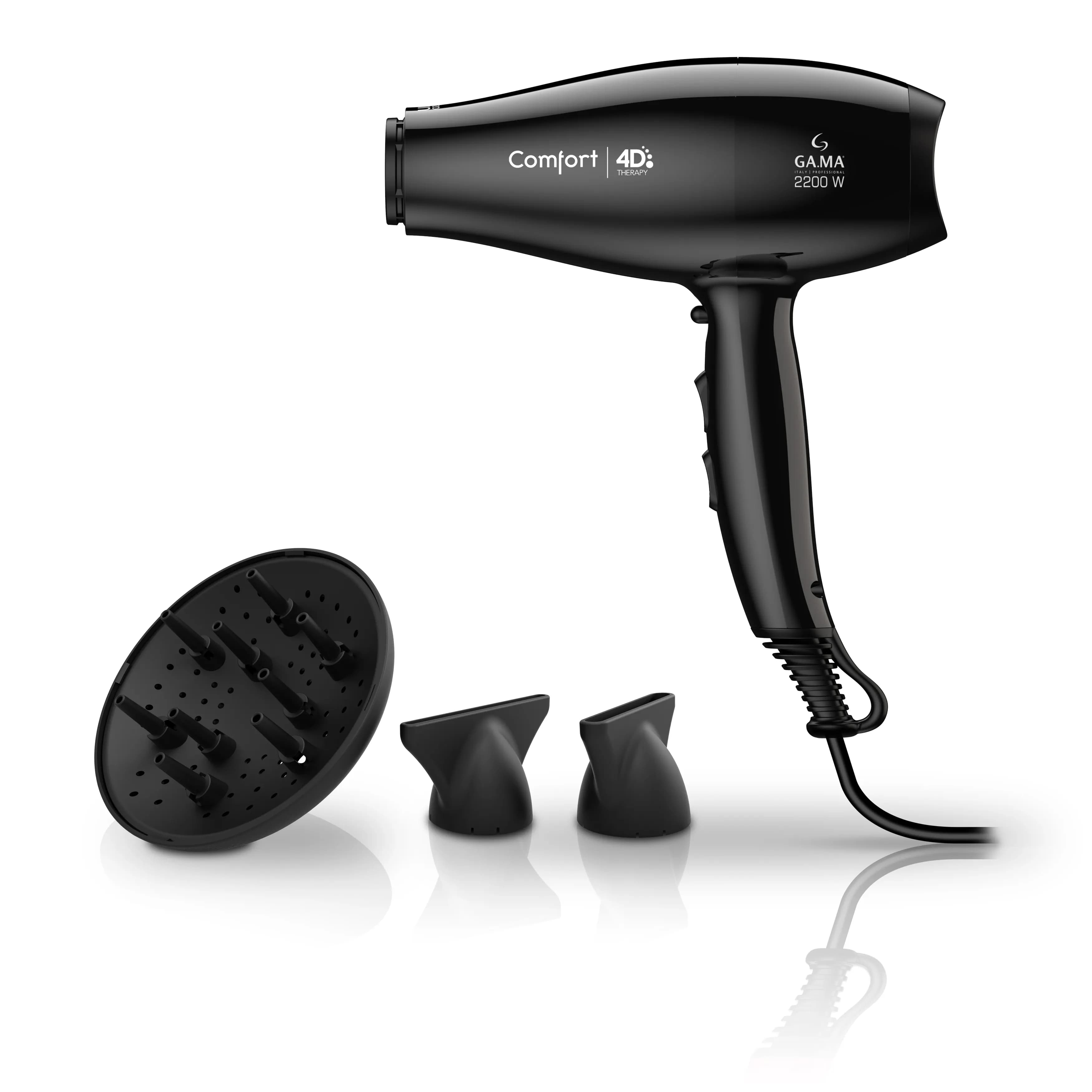 GA.MA Comfort 4D Therapy GH0532, 2200 W -hiustenkuivaaja, musta