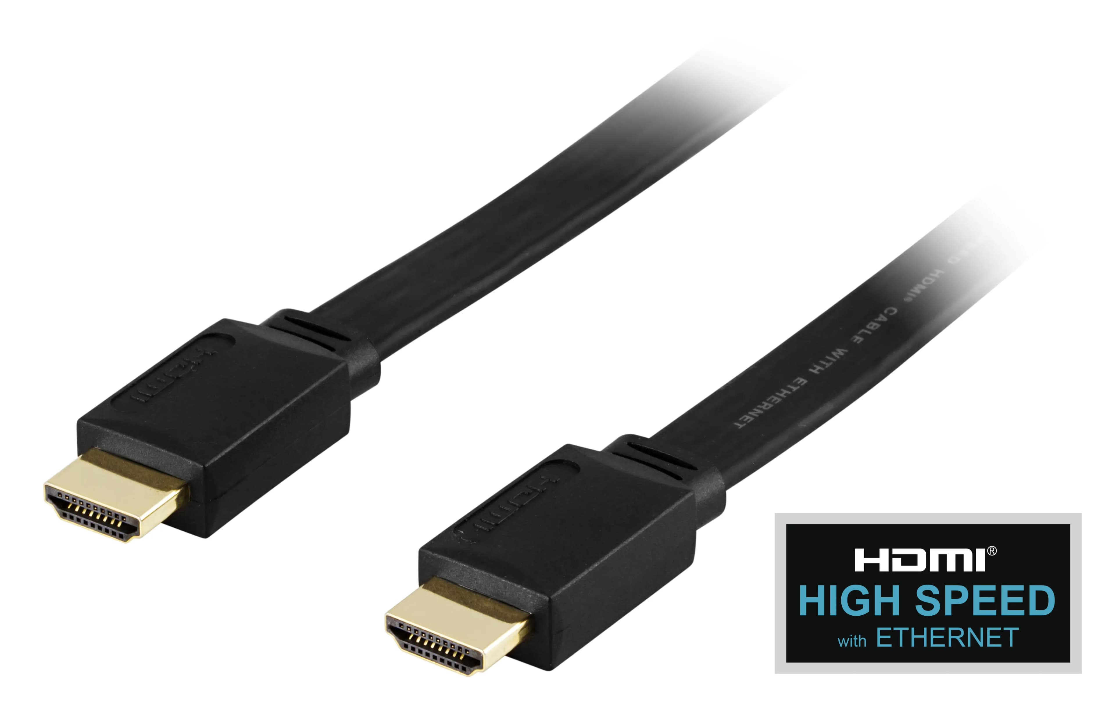 Deltaco HDMI-1015F Flat HDMI 2.0 -kaapeli jossa Ethernet, 4K, 1,5 m, musta