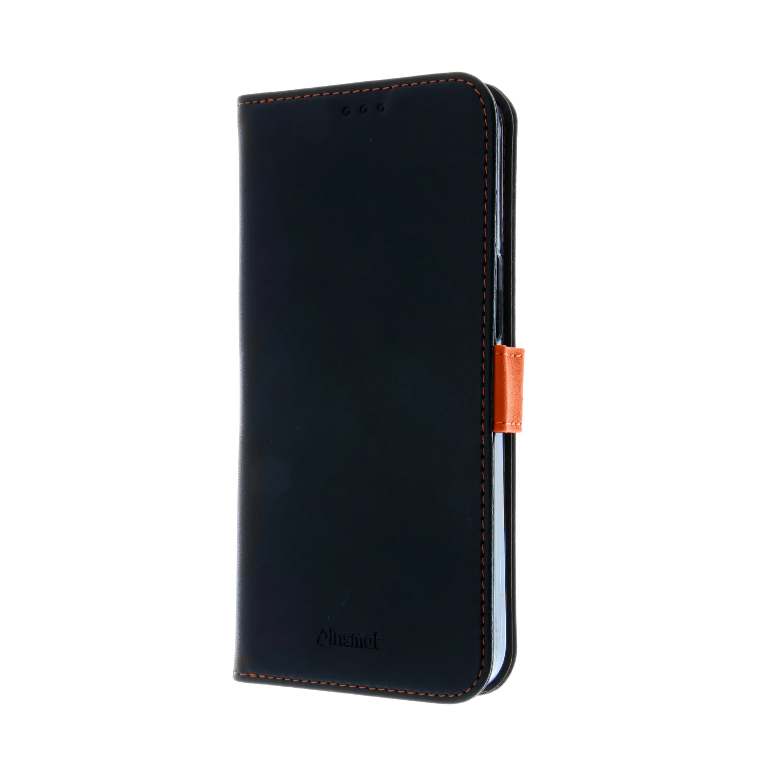 Insmat Flip Case, iPhone 15 Pro Max -lompakkokotelo, Musta/Oranssi