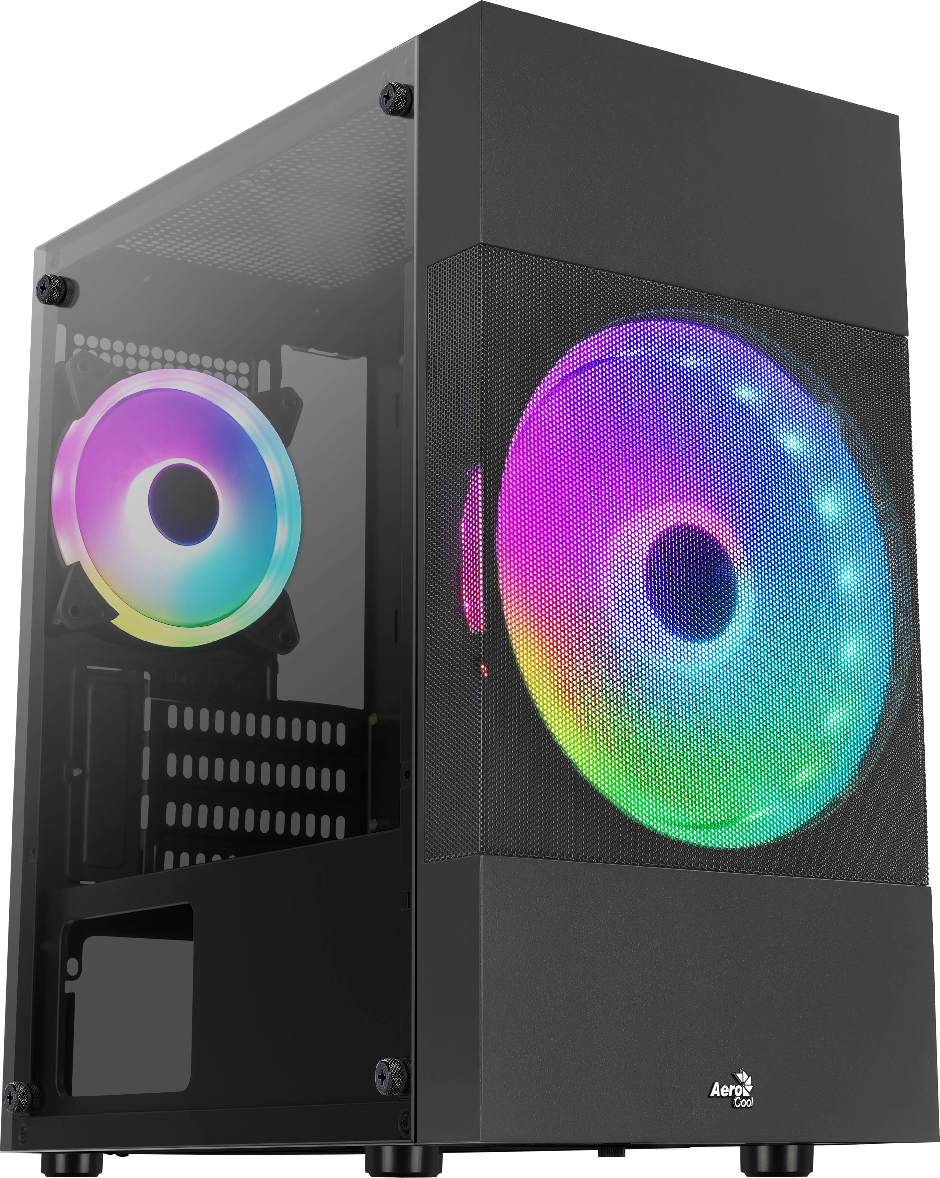 AeroCool Atomic Lite -minitornikotelo ikkunalla, RGB-valaistuksella, musta