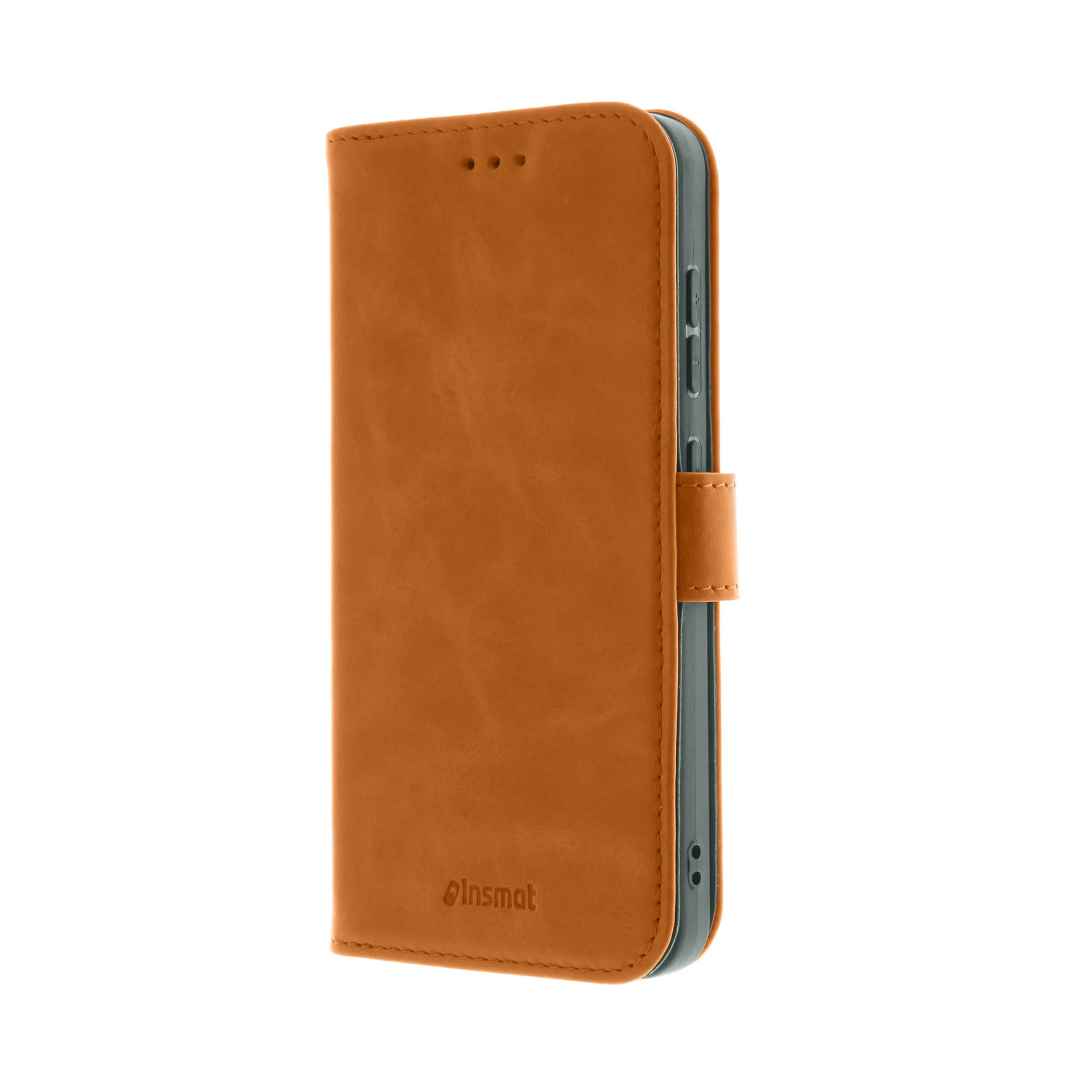 Insmat Premium Flip Case, Galaxy S24 -lompakkokotelo, Ruskea