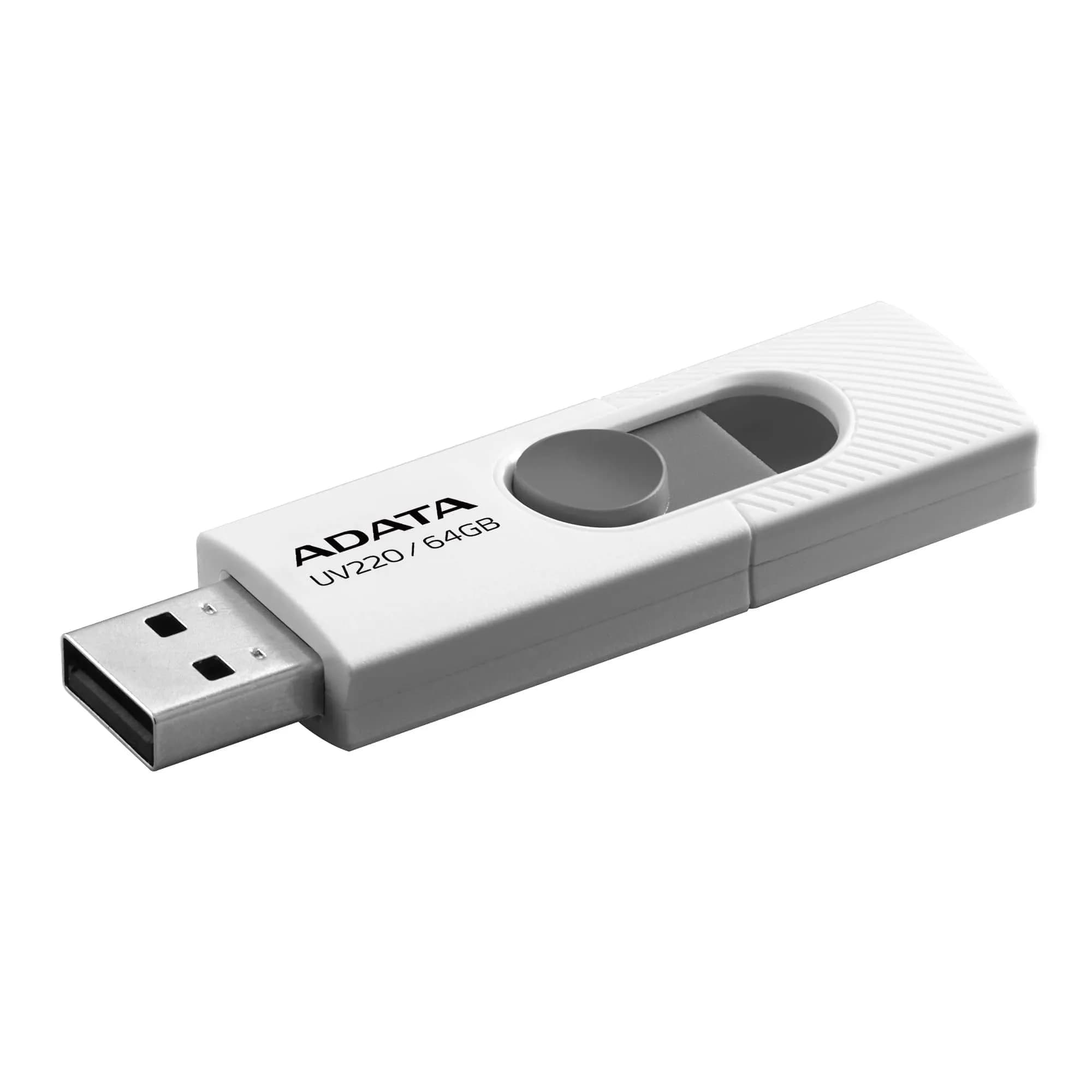 A-DATA UV220 USB 2.0 64 Gt -muistitikku, valkoinen/harmaa
