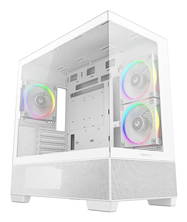 DEEPCOOL CG380 3F -miditornikotelo ikkunalla ja RGB-valaistuksella, valkoinen