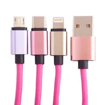 SQUISHMALLOWS Lola USB-A – USB-C, Micro USB ja Lightning -kaapeli, 1,2 m