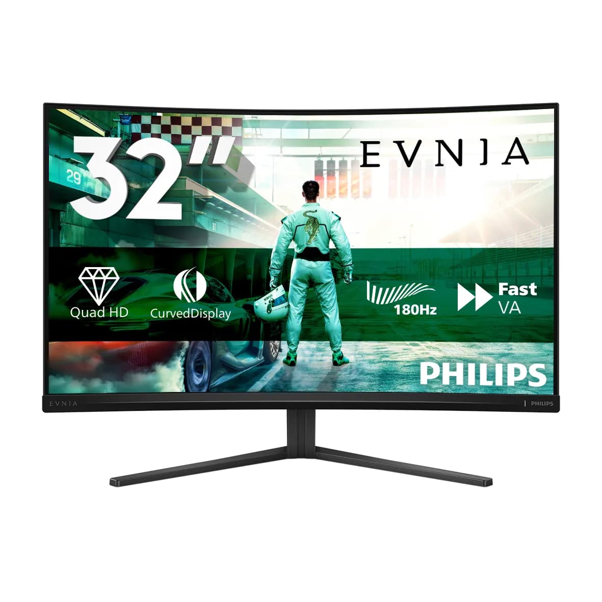 Philips Evnia 32M2C3500L/00 32"" QHD, Fast VA, 180Hz, HDR -kaareva pelinäyttö