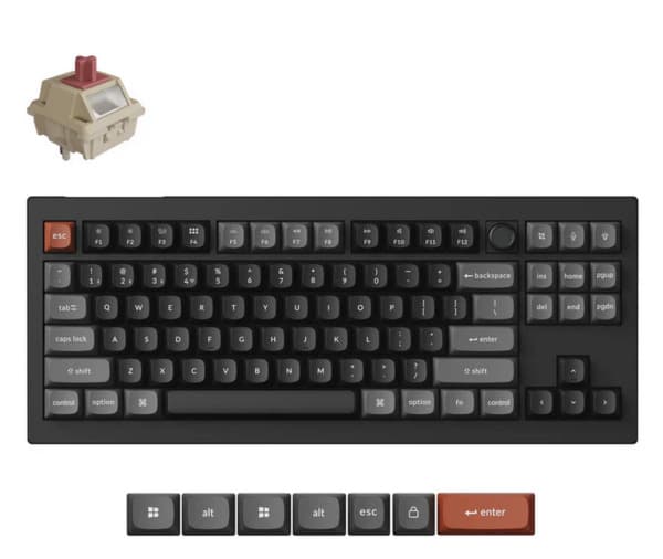 Keychron V3 Ultra 8K -langaton mekaaninen pelinäppäimistö, Silk POM Red, musta