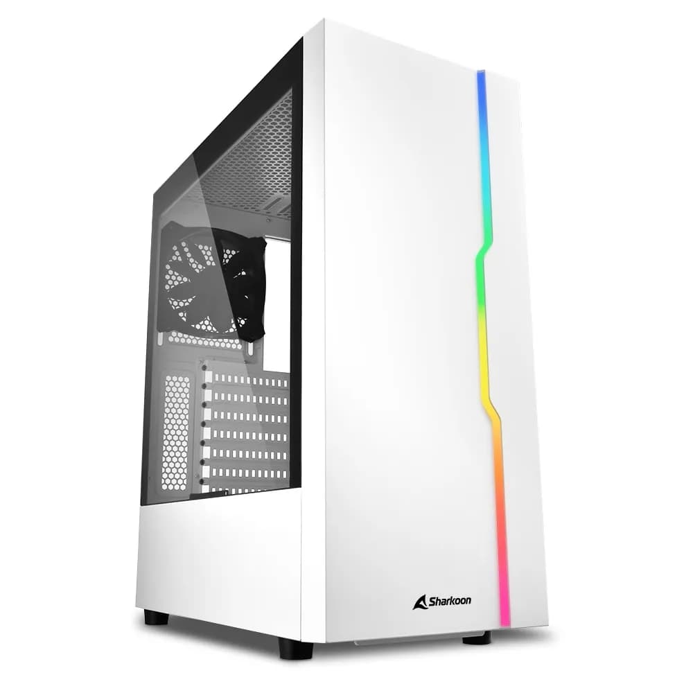 Sharkoon RGB Slider -miditornikotelo RGB-valaistuksella, valkoinen