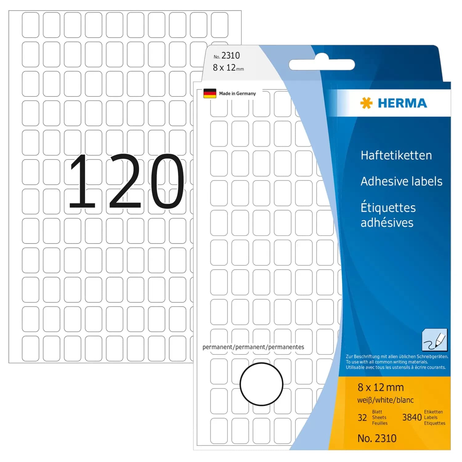 Herma label manual 8x12 white (3840)