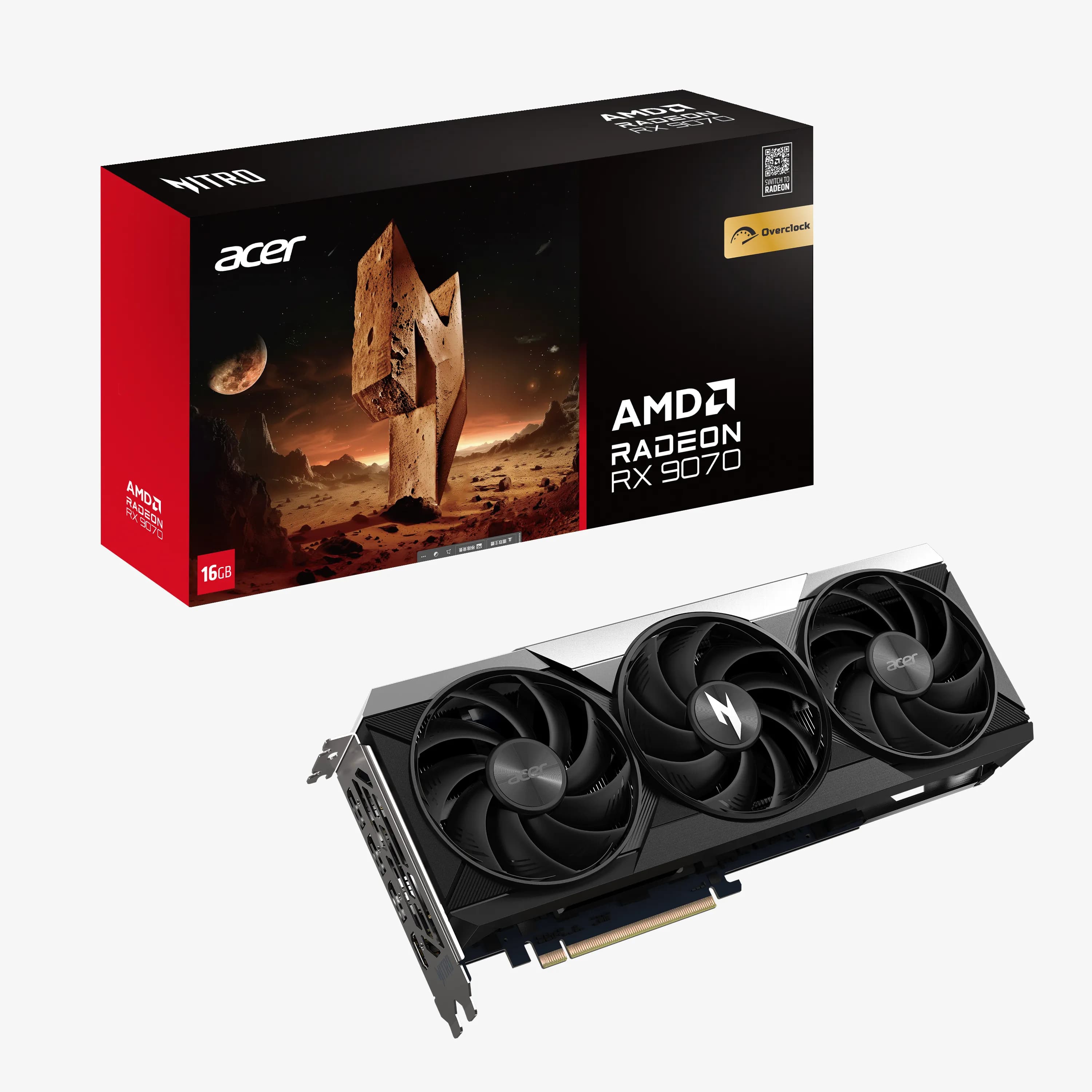 Acer Radeon RX 9070 Nitro OC 16 Gt -näytönohjain