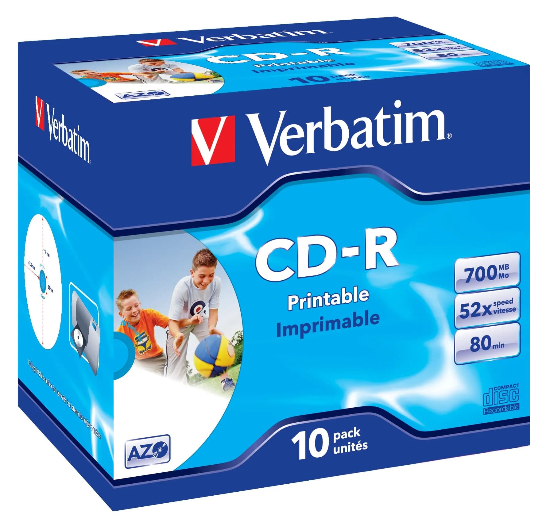 CD-R AZO, 52X, Wide Printable (10)