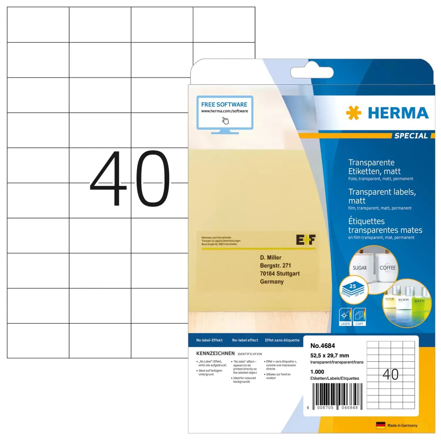 Herma label film 52,5x29,7 transp matt (1000)
