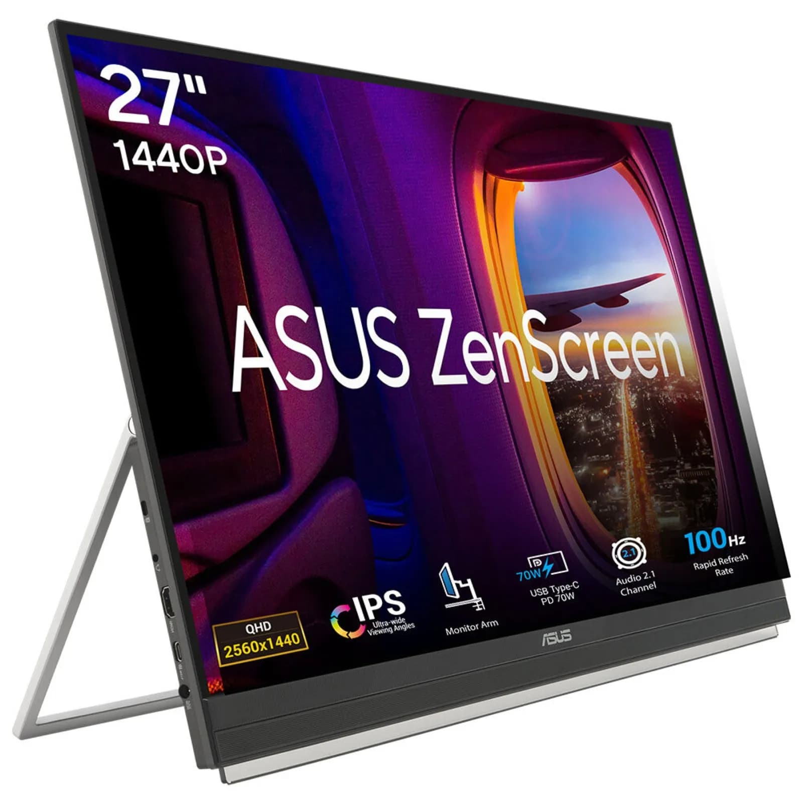 Asus ZenScreen MB27ACF 27"" QHD, IPS -kannettava näyttö, USB-C hub
