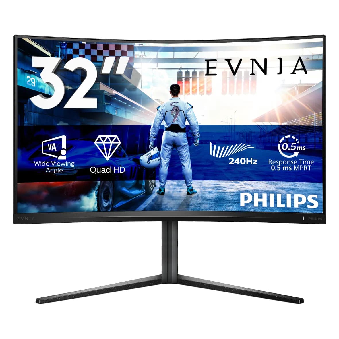 Philips Evnia 32M2C5500W/00 32"" QHD, VA, 240Hz -kaareva pelinäyttö