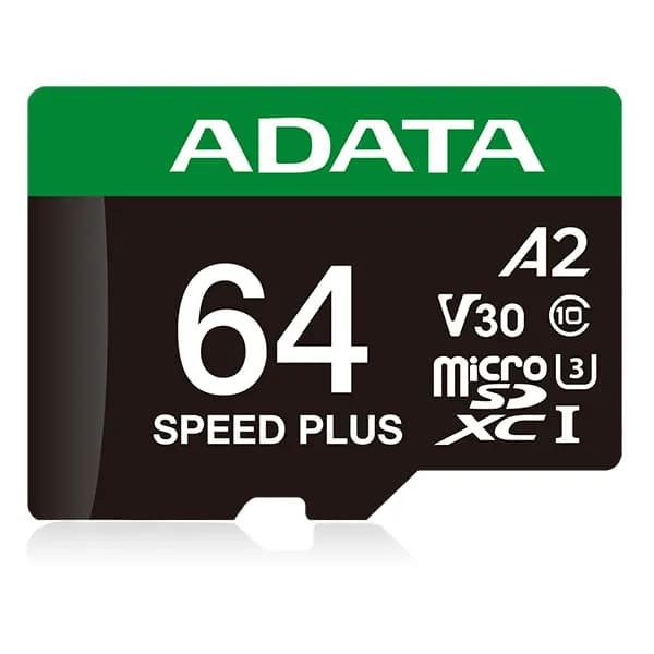 A-DATA Speed Plus 64 Gt MicroSDXC UHS-I U3 V30 A2 -muistikortti + SD-adapteri