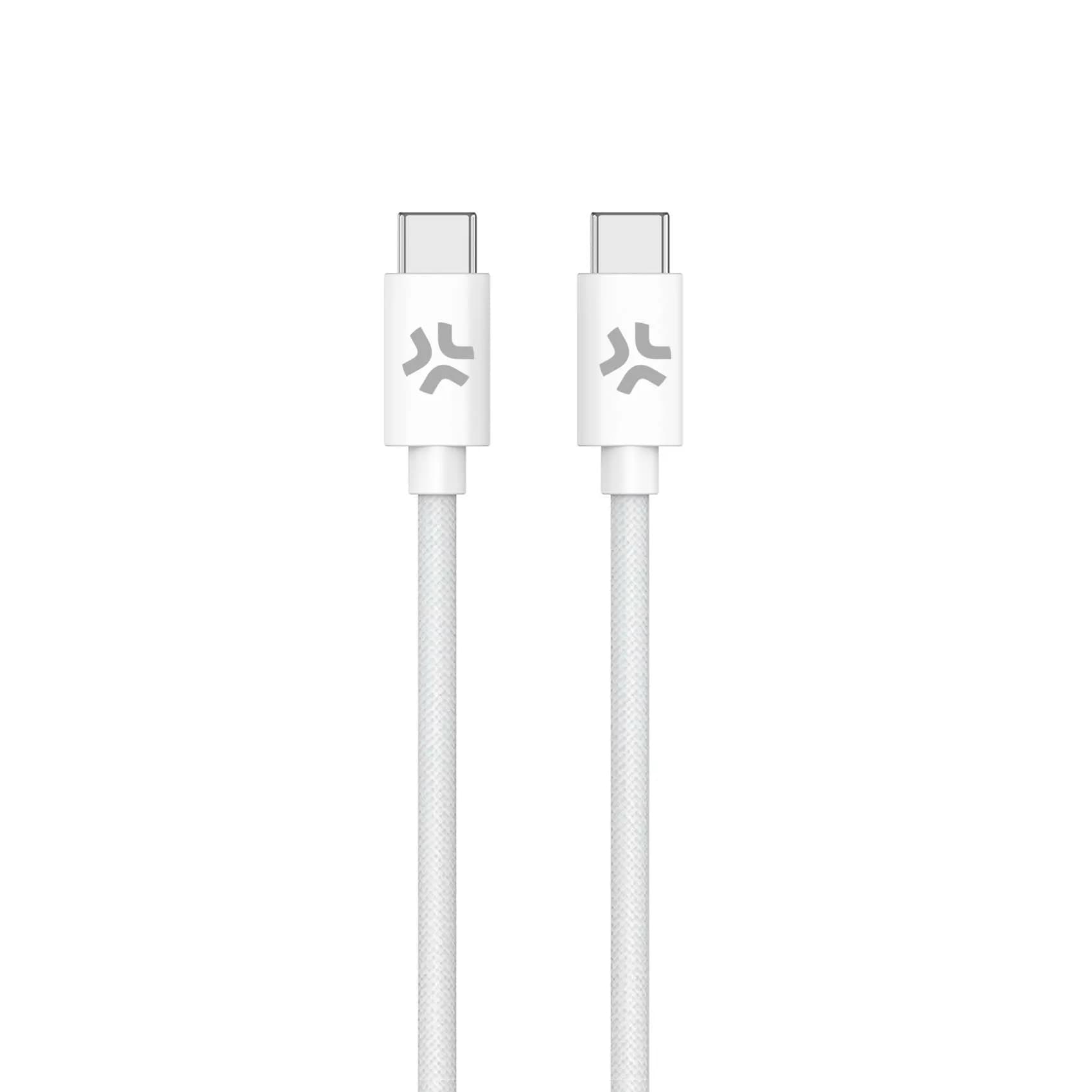 Celly Cotton Braided USB-C -kaapeli, 60 W, 1,5 m, valkoinen