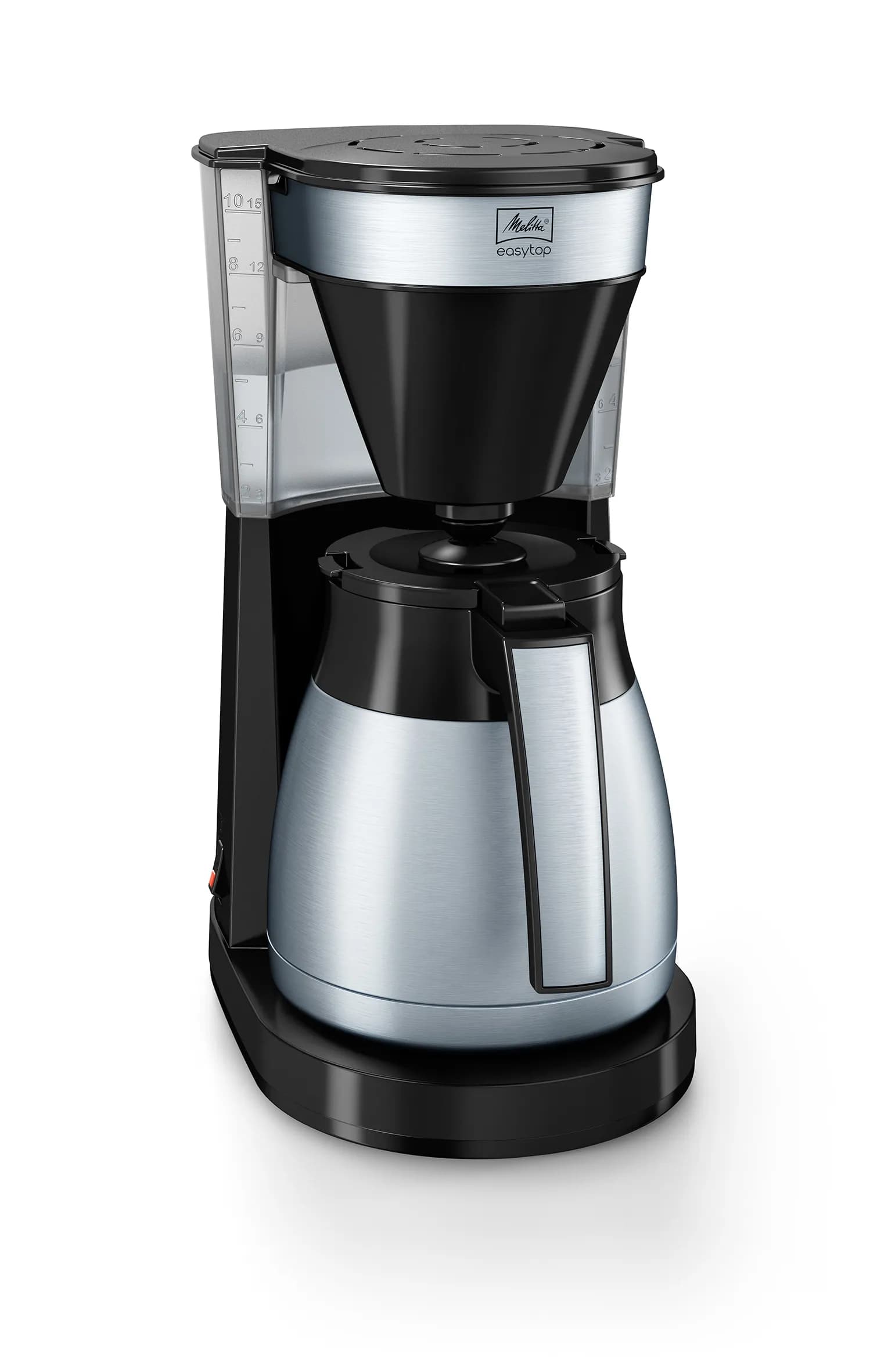 Melitta EasyTop Therm 10 kupin -kahvinkeitin termoskannulla, musta/ruostumaton teräs