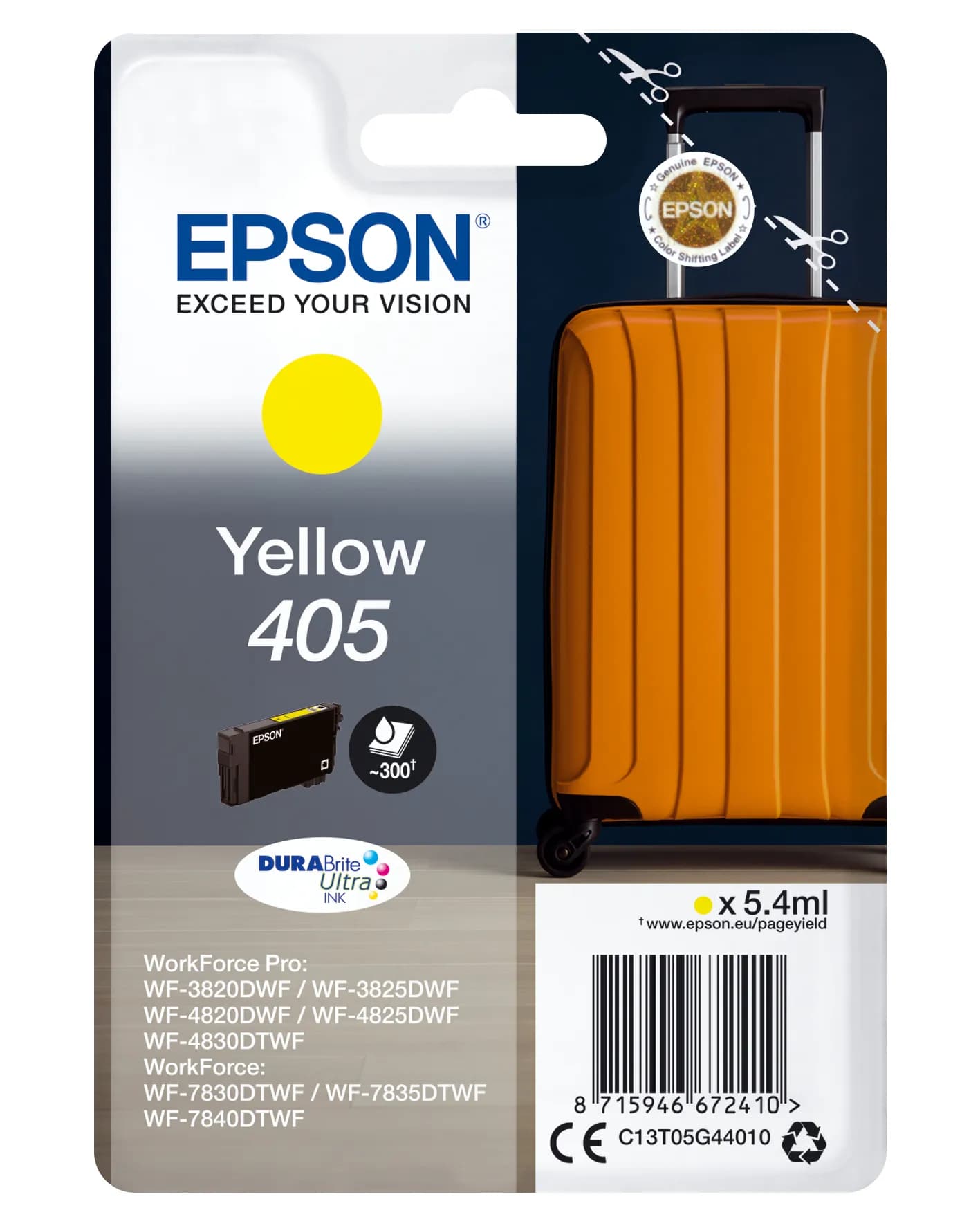 Epson 405 -mustekasetti, 5.4 ml, keltainen