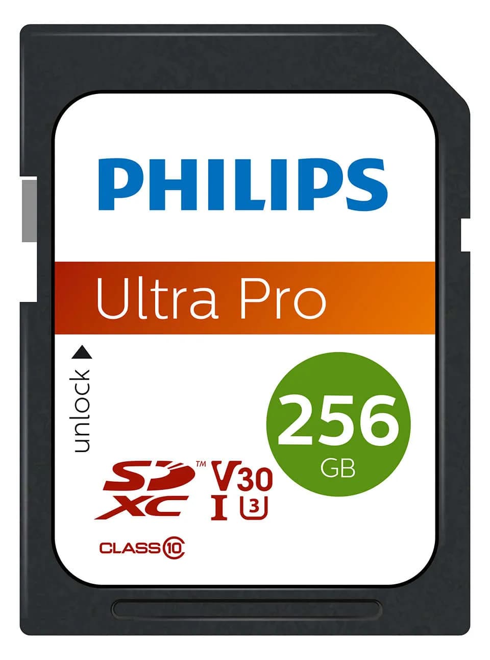 Philips 256 Gt SDXC Class 10 UHS-I U3 V30 A1 -muistikortti, musta