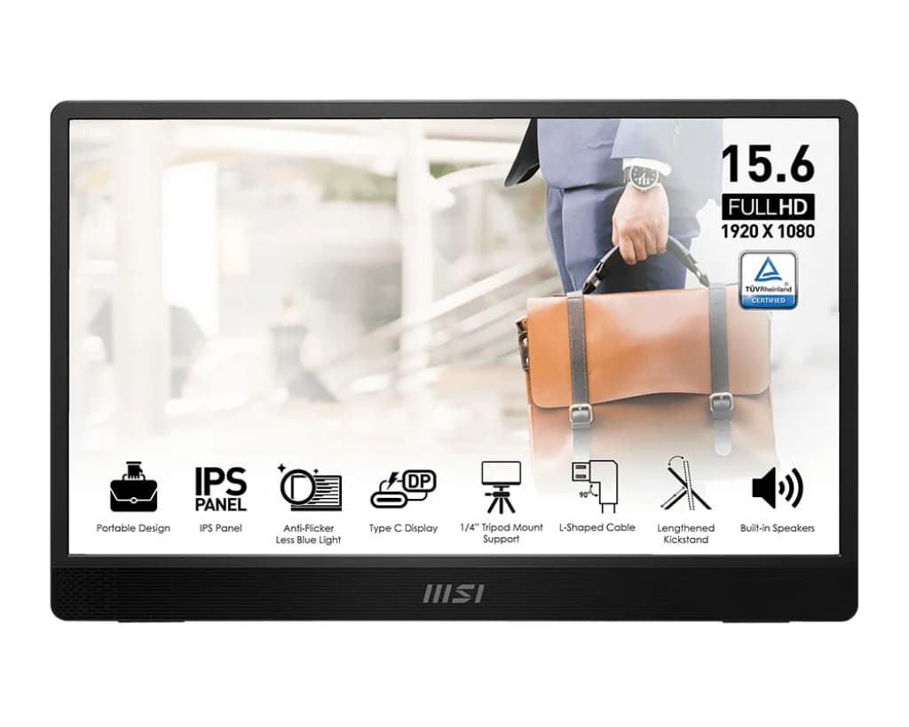 MSI PRO MP161 E2 15.6"" Full HD, IPS -kannettava näyttö, USB-C hub