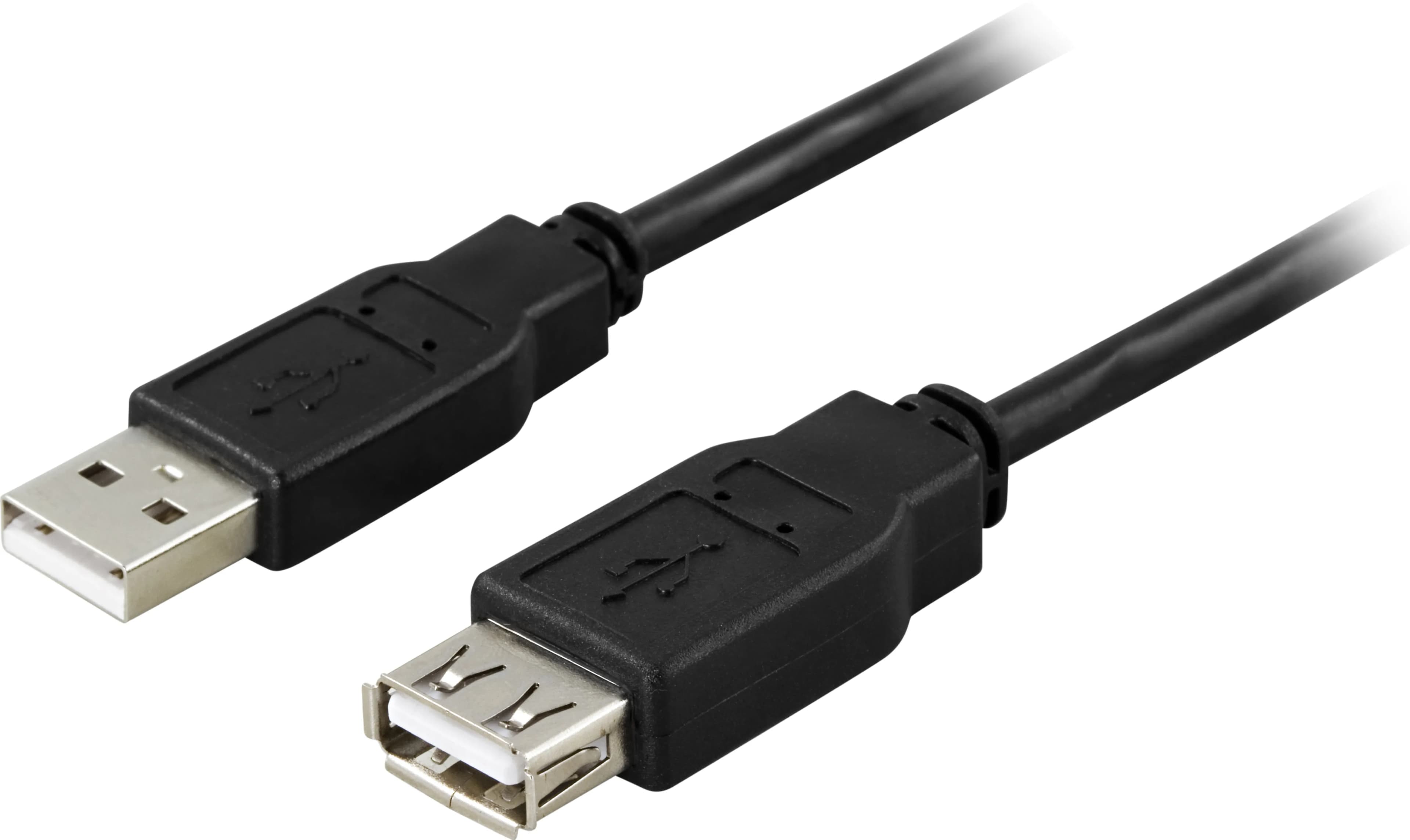 Deltaco USB 2.0 -jatkokaapeli, 0,2 m, musta