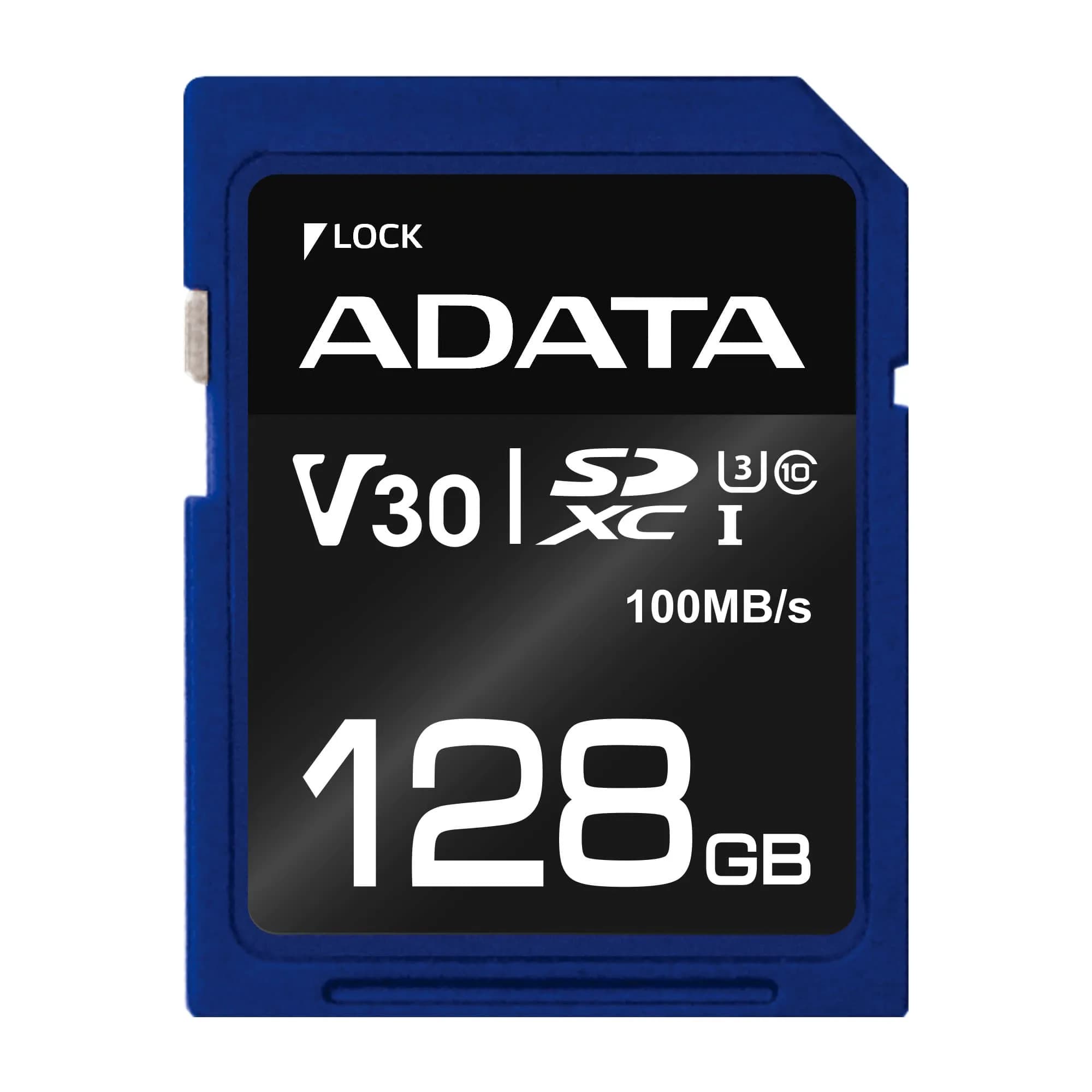 A-Data Premier Pro 128 Gt SDXC UHS-I U3 V30 A1 -muistikortti, musta