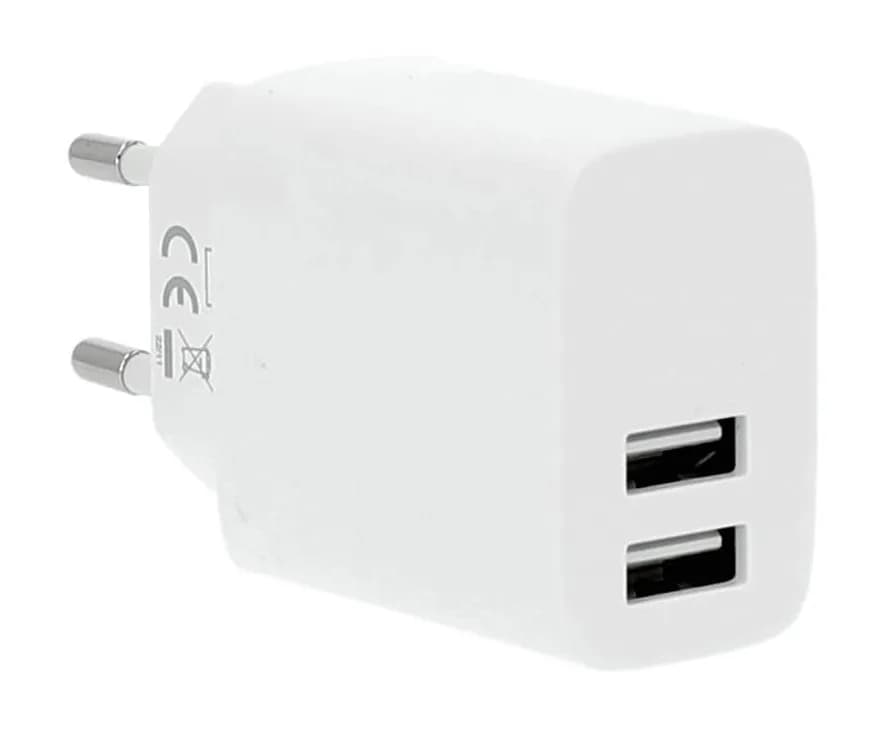 GEAR Charger 220V 2xUSB-A 3,4A White