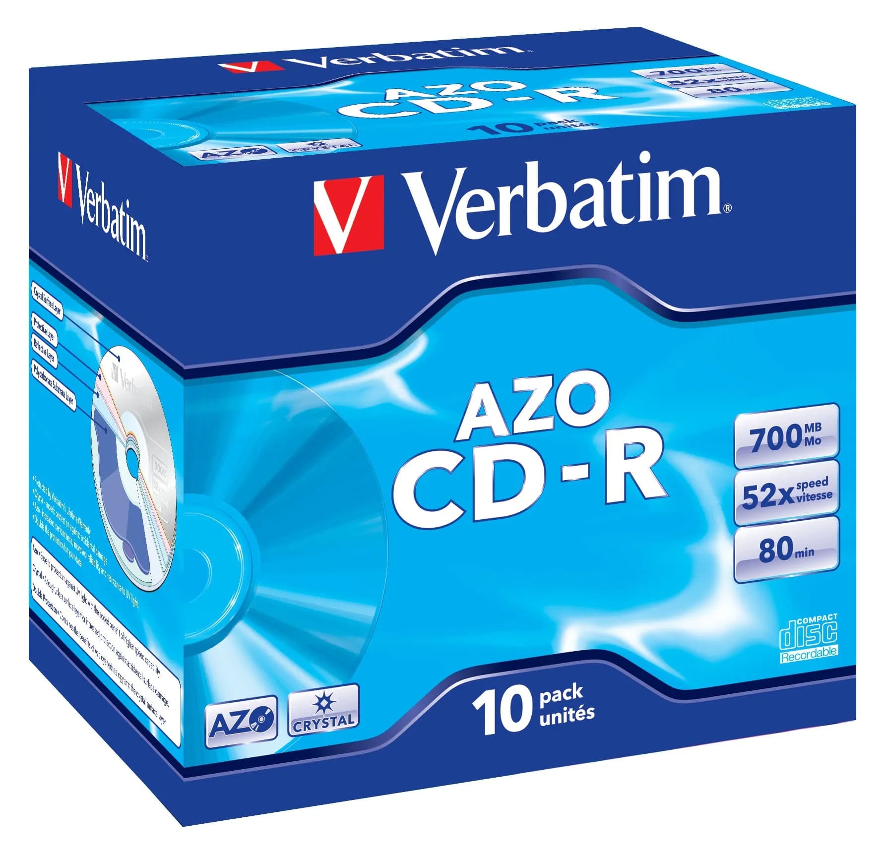 CD-R AZO, 52X, Crystal (10)