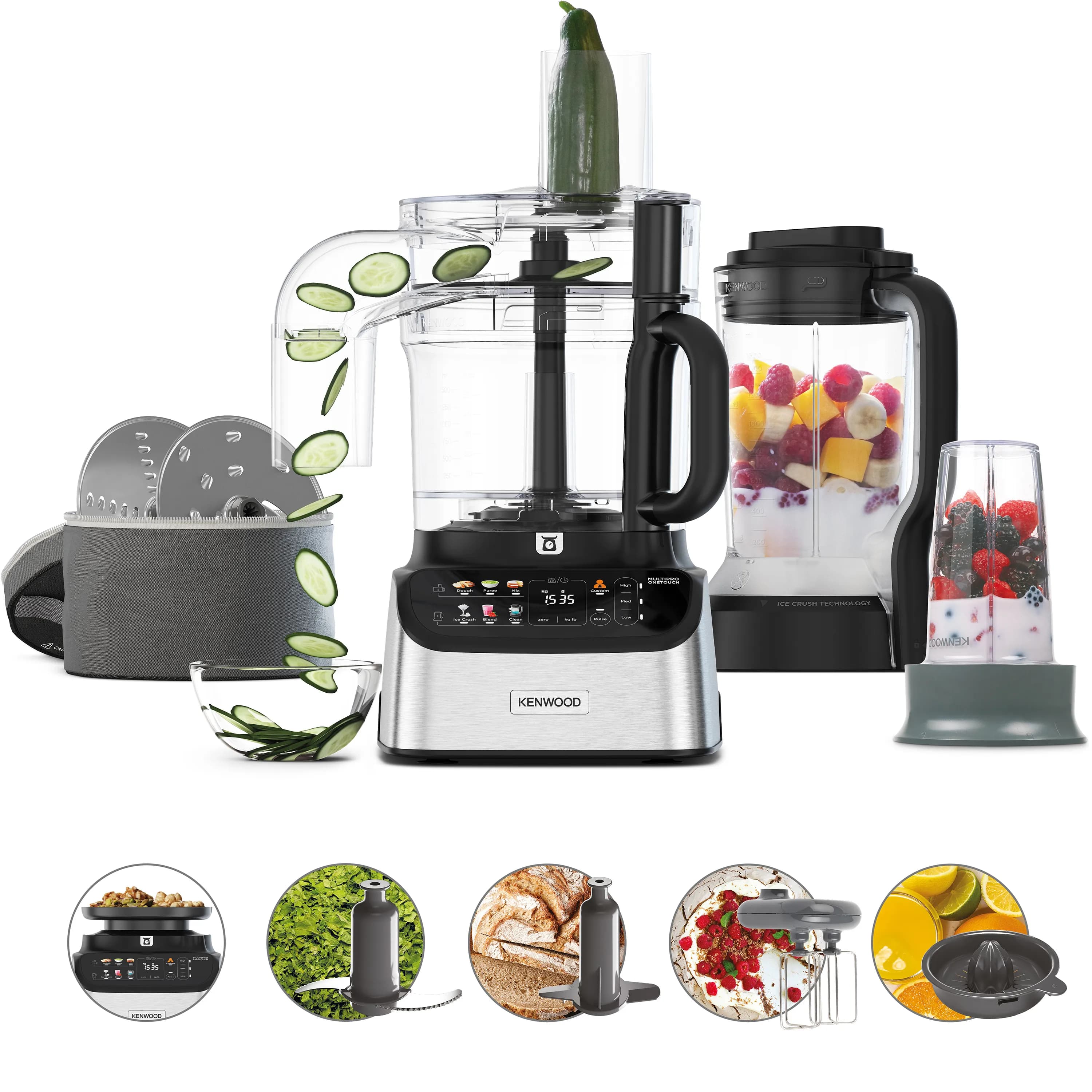 Kenwood MultiPro OneTouch FDM73.850SS Monitoimikone ja tehosekoitin, 1000 W, 3 L, Harmaa