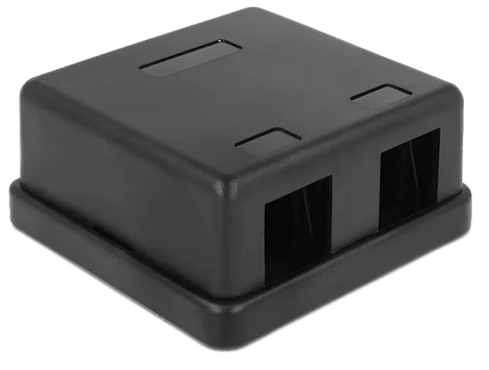DeLOCK Keystone låda, 2 portar, plast, svart