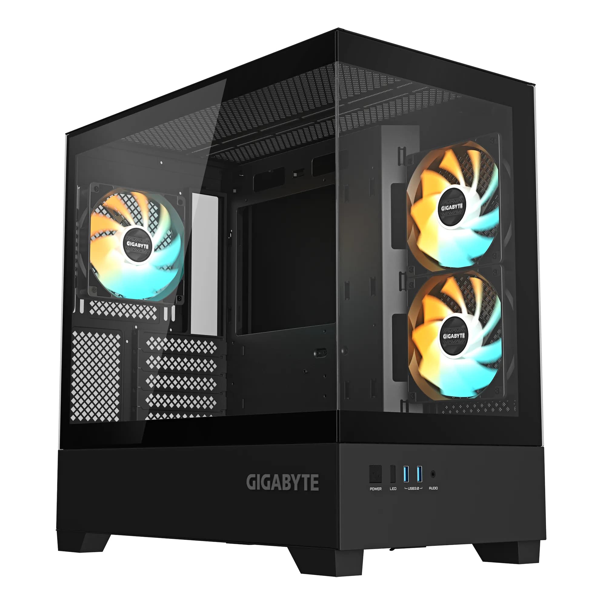 GIGABYTE GB-C201P Panoramic -miditornikotelo ikkunalla ja RGB-valaistuksella, musta