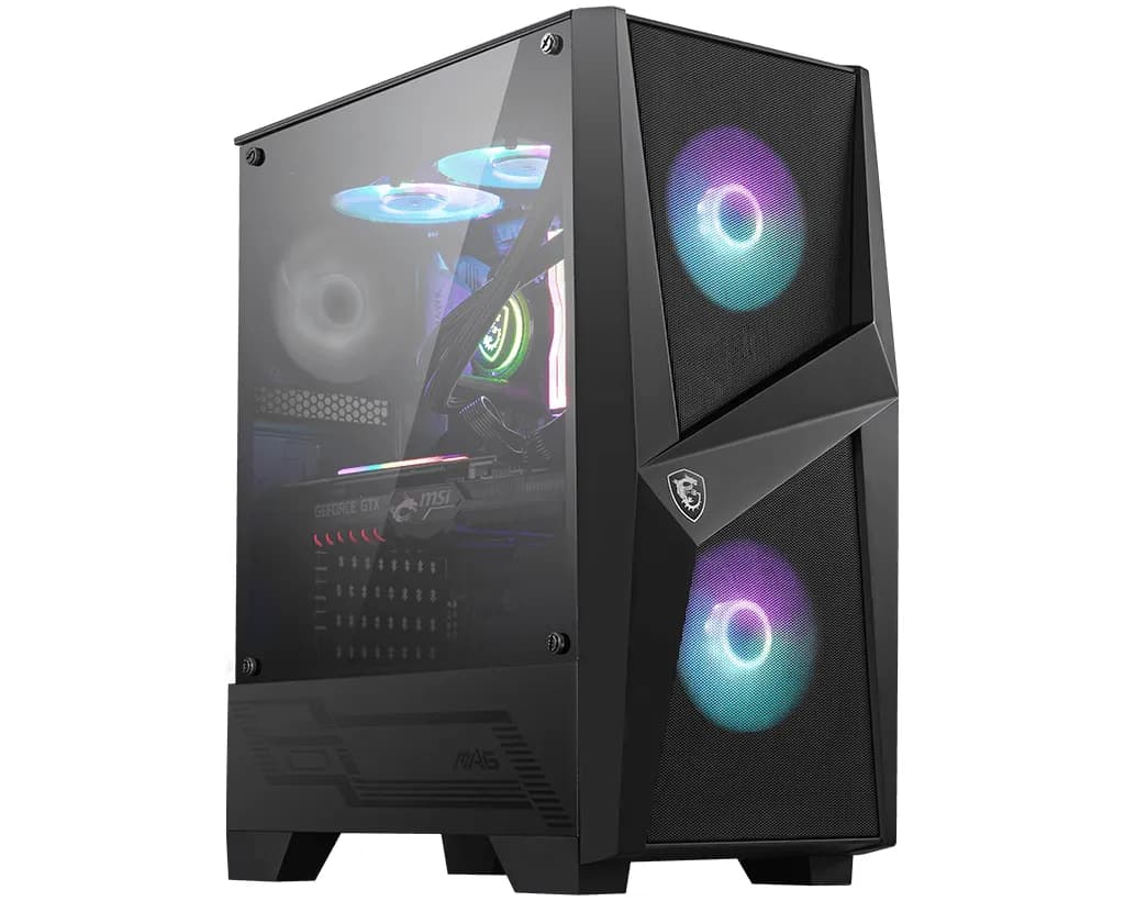 MSI MAG FORGE 100R -miditornikotelo ikkunalla ja RGB-valaistuksella, musta