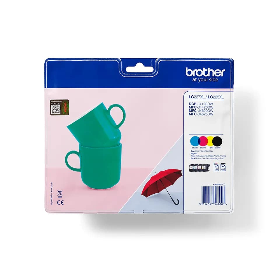 Brother LC227XLVALBP XL-mustekasettipakkaus, musta, syaani, magenta, keltainen, 4 kpl