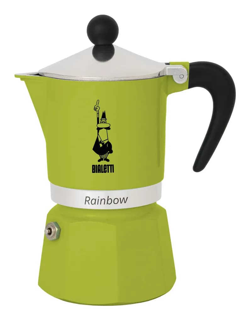 Bialetti Rainbow -mutteripannu, 3 kuppia, alumiini, musta, vihreä