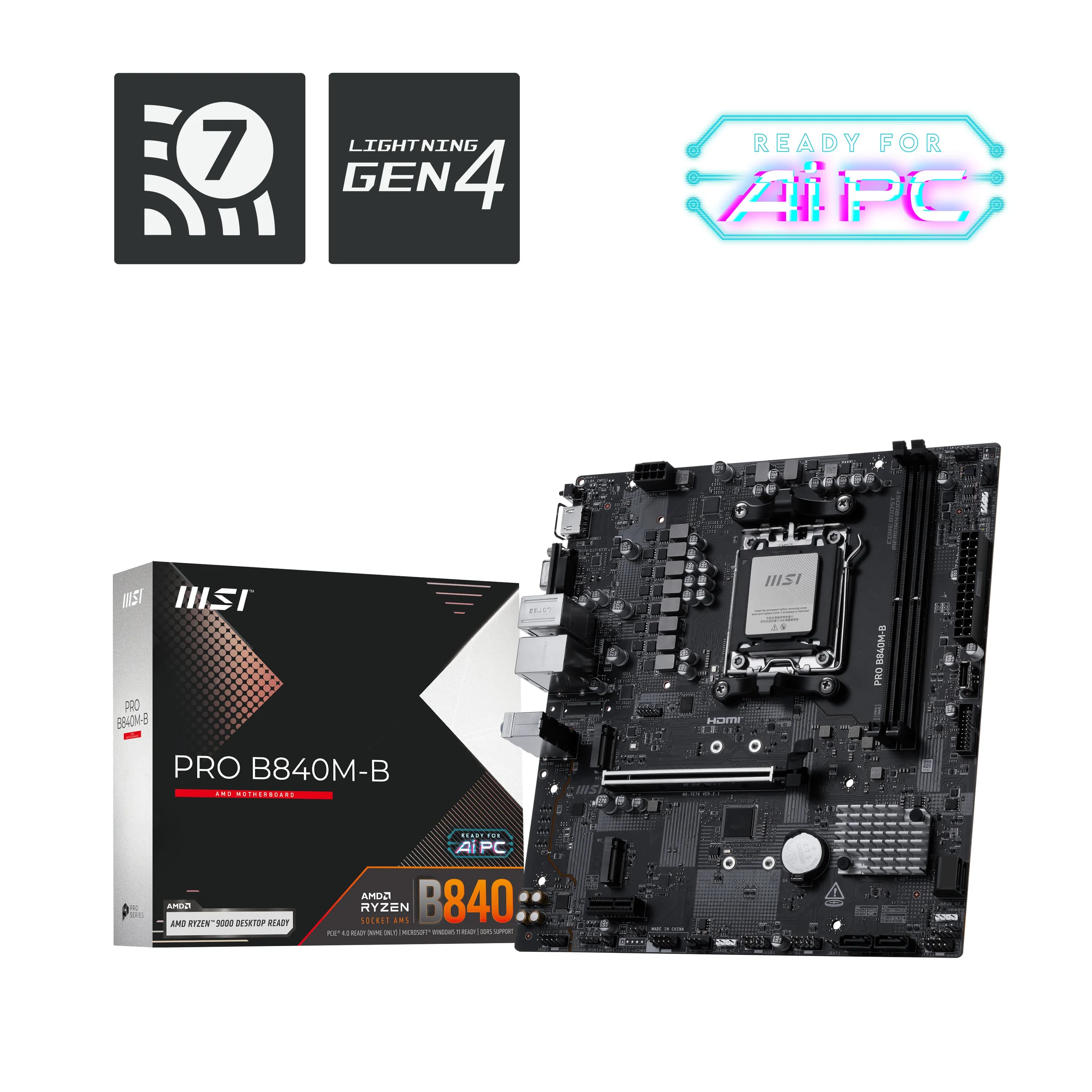 MSI PRO B840M-B AM5 mATX-emolevy