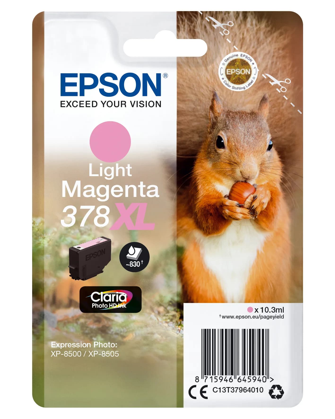 Epson 378XL -mustekasetti, 10.3 ml, vaalea magenta