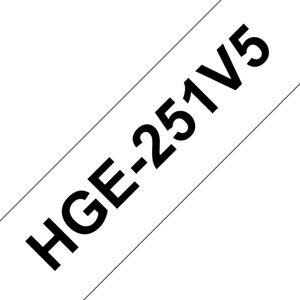 Brother HGE251V5 - Musta valkoisella - Rulla (2,4 cm x 8 m) 5 rulla (rullat) laminaattinauha malleihin P-Touch PT-9500pc, PT-9700PC, PT-9800PCN