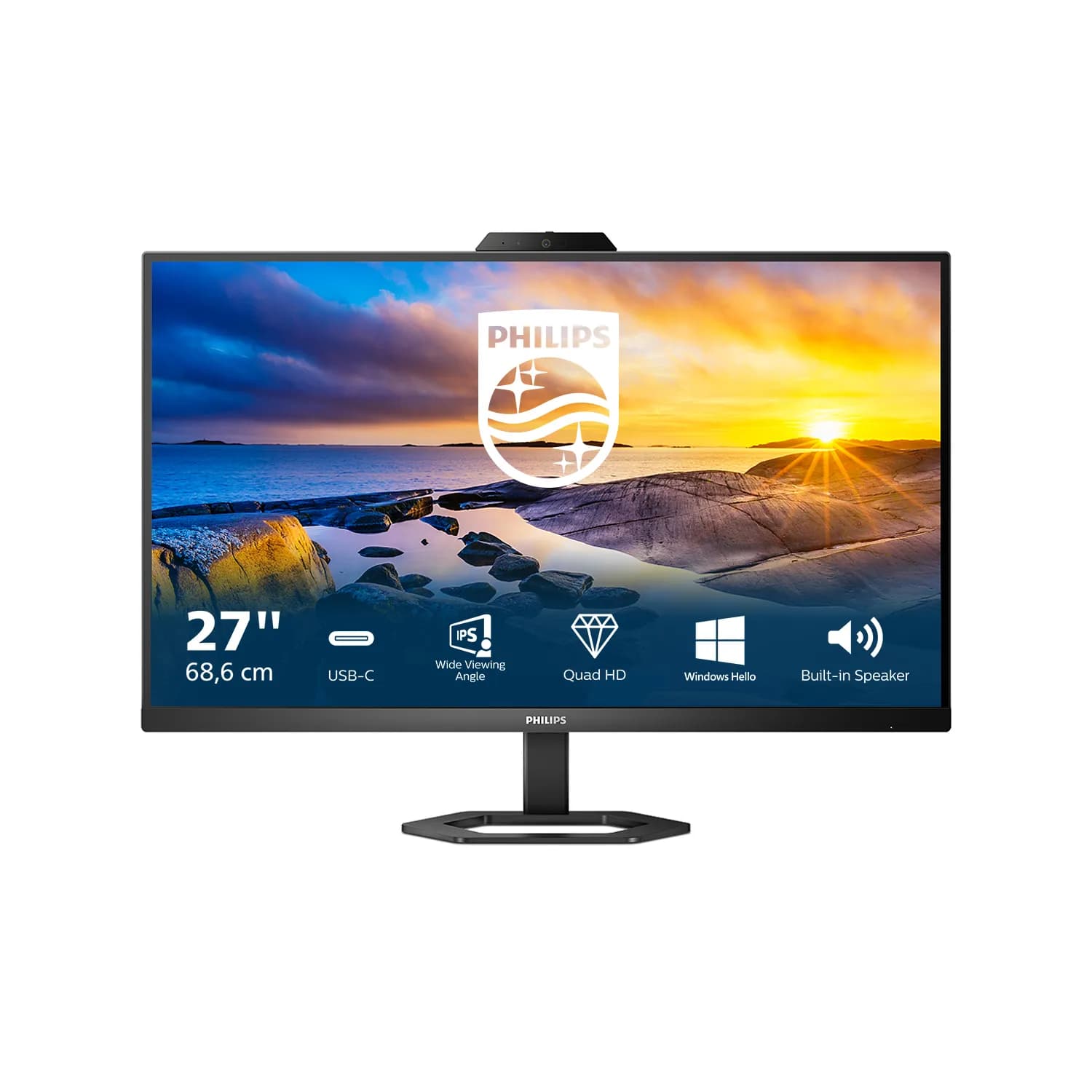 Philips 27E1N5600HE 27"" QHD, IPS -näyttö, USB-C hub, webkamera