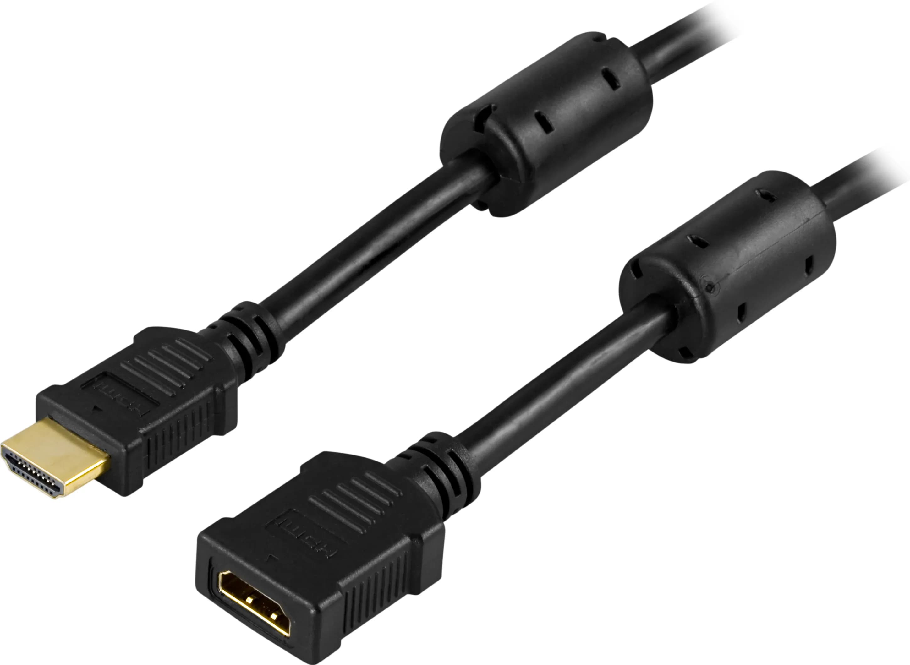 Deltaco HDMI 2.0 -jatkokaapeli, jossa Ethernet, 4K, 2 m, musta