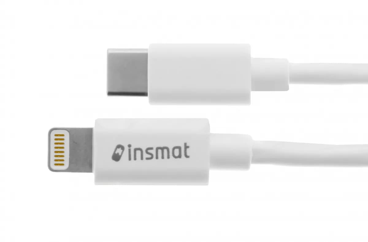 INSMAT USB-C – Lightning -kaapeli, 1,5 m, valkoinen