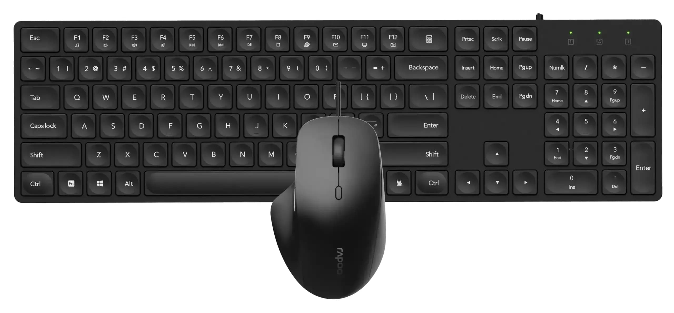Rapoo NX8020 -näppäimistö ja hiiri, Scissor, musta