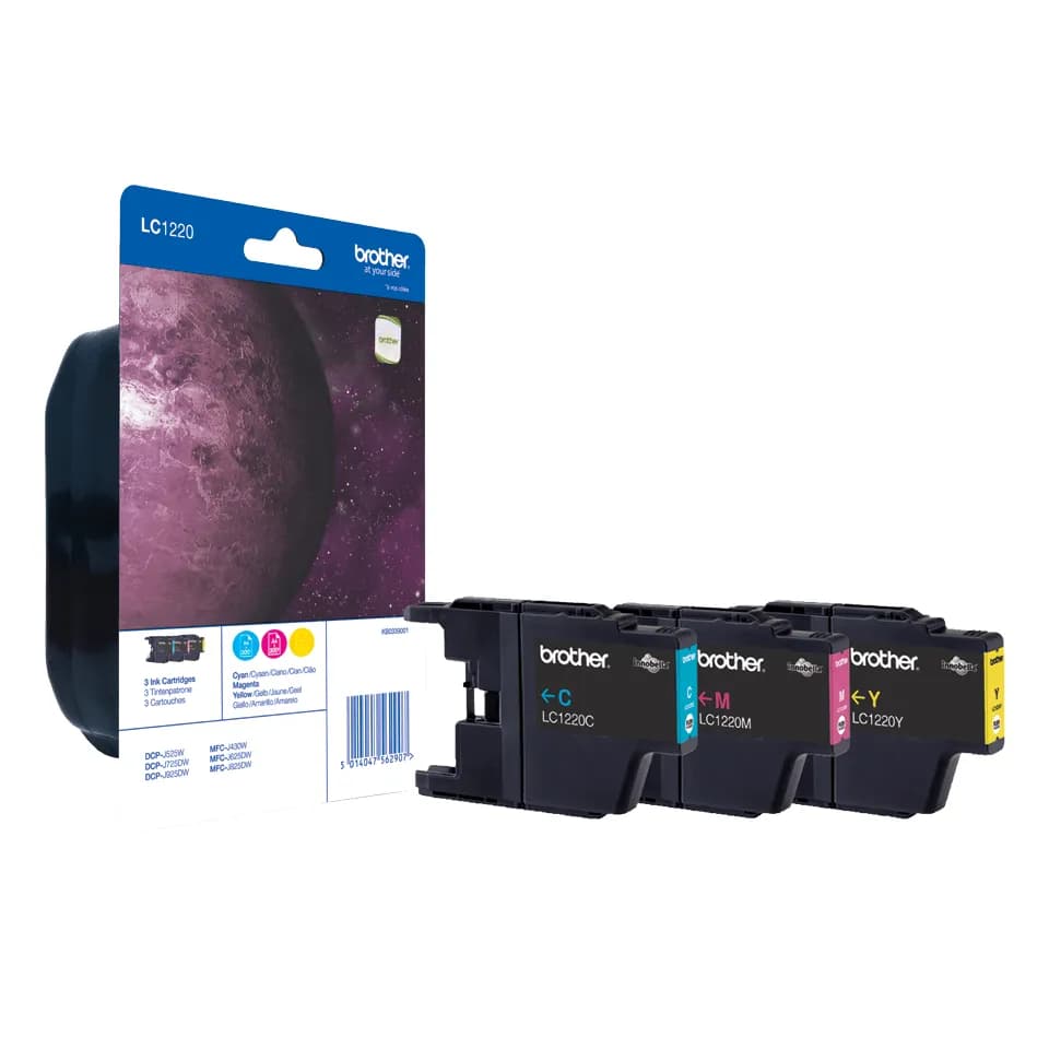 Brother LC1220RBWBP-mustekasettipakkaus, syaani, magenta, keltainen, 3 kpl